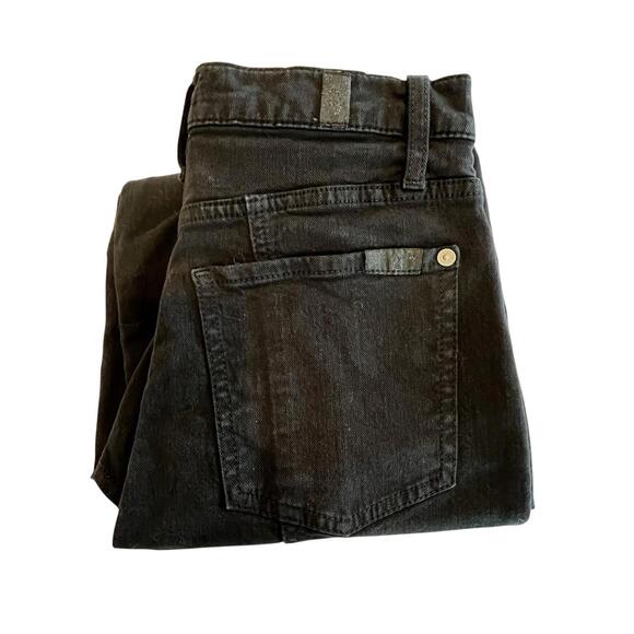 7 For All Mankind Dojo Ultra High-Rise Seamed DOJO Flare Jeans Black Sz 26